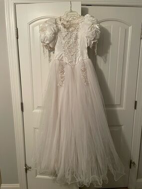 Feisty LeRaye White Beaded Princess Pageant Formal Gown